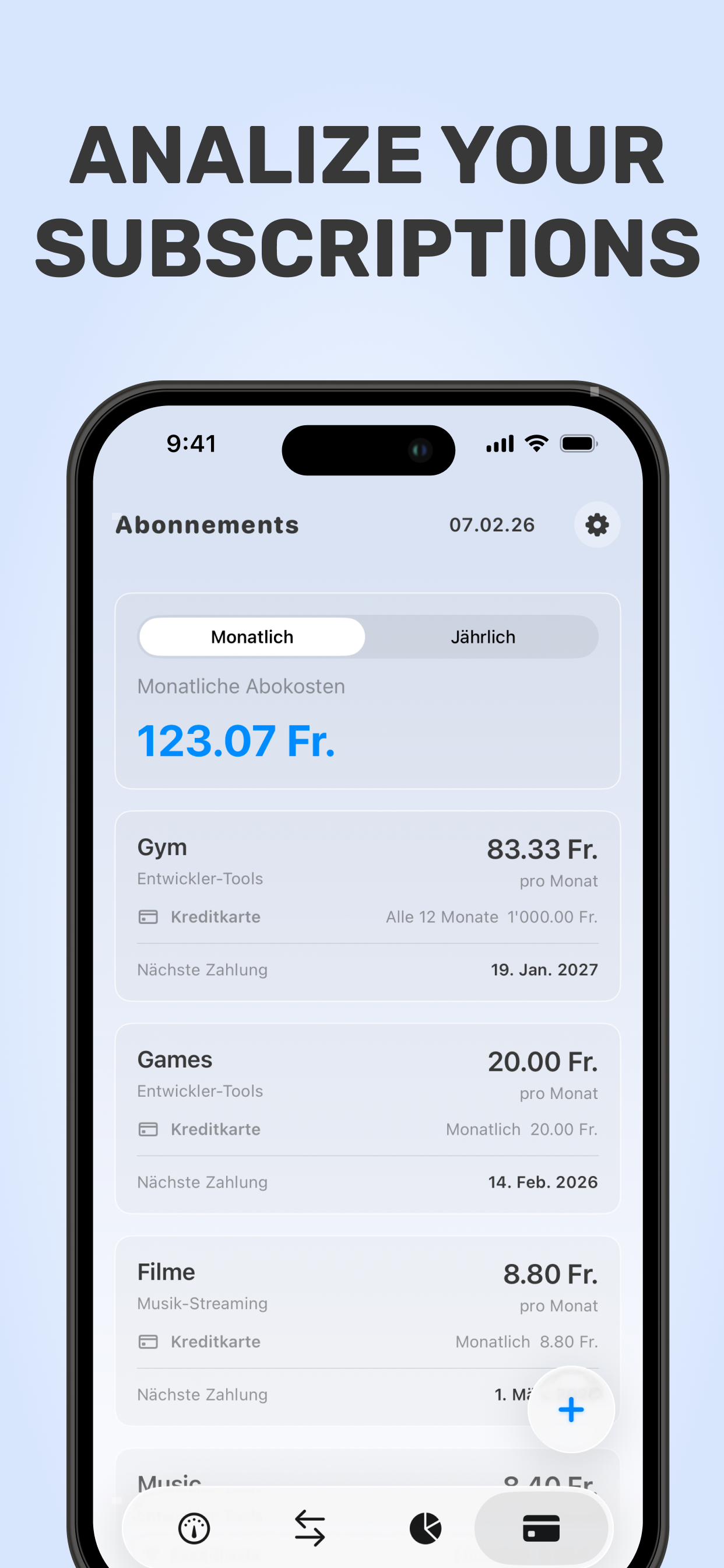 Monthly budget & insights